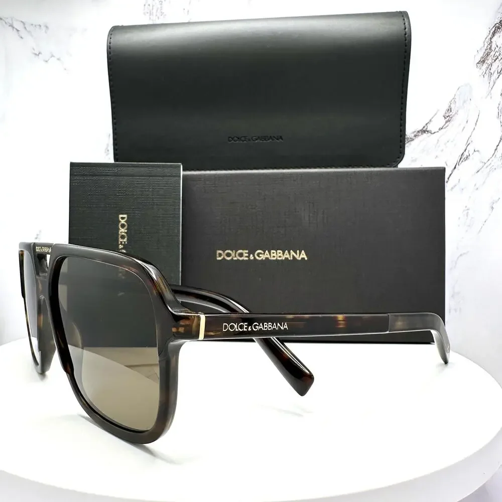 STYLISH New Dolce & Gabbana Sunglasses DG4354 502/73 Brown Aviator Pilot Gold